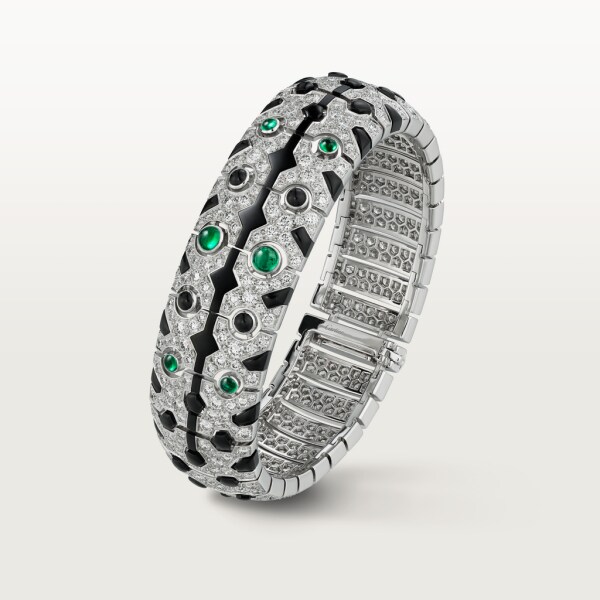 [Sur]naturel bracelet White gold, emeralds, onyx, diamonds